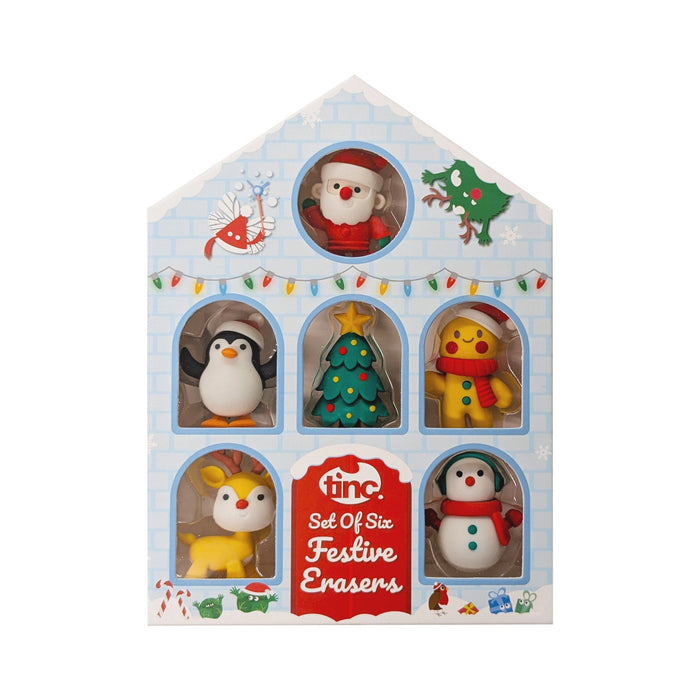 Christmas Erasers Set of 6