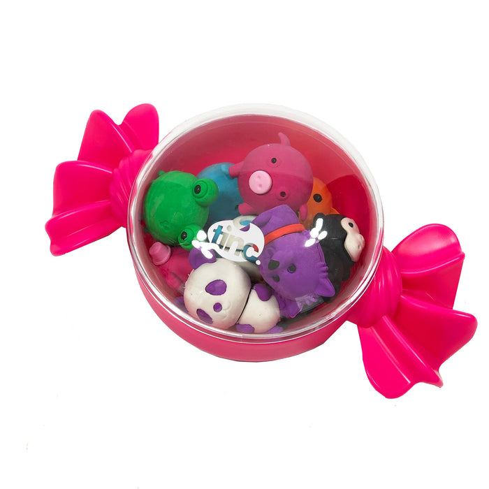 Sweetie Eraser Tub - 10 Assorted Animal Erasers