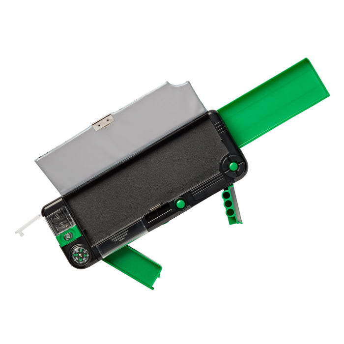 Stationery Filled Pencil Case - Green | Compartment Pencil Case