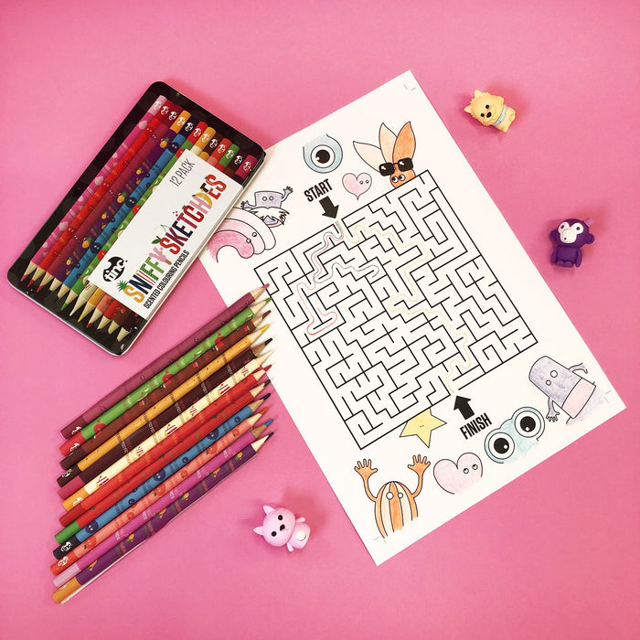 Kids Colouring Pencils Tin | Pack of 12 Scented Colouring Pencils