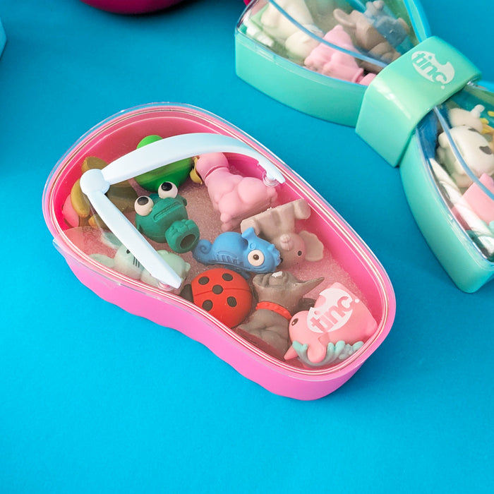 Flip Flop Eraser Tub- 10 Assorted Animal Erasers