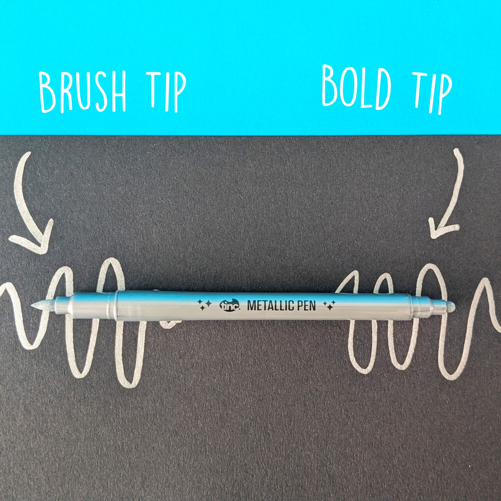 Set Of 6 Metallic Double Nibbed Pens