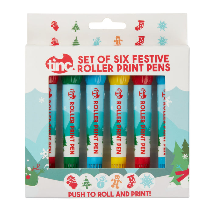 Set of 6 Festive Roller Pens