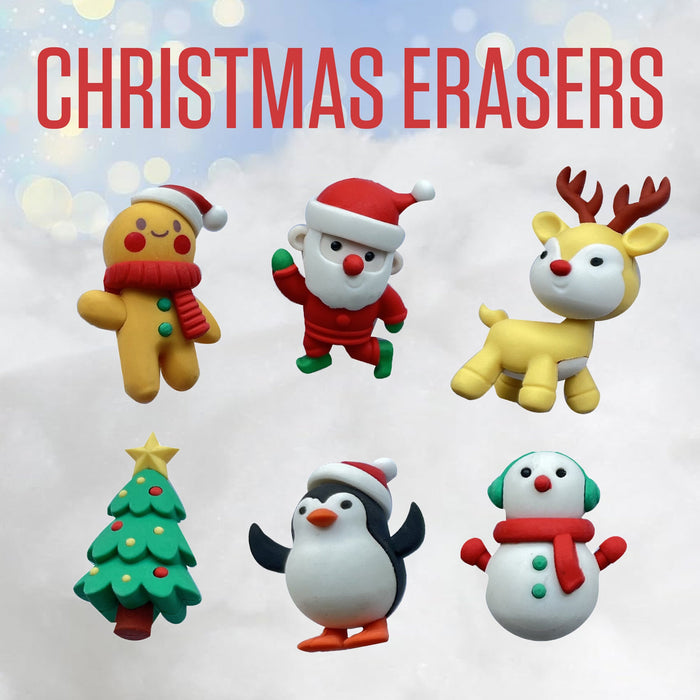 Christmas Erasers Set of 6